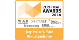 ZertifikateAwards 2014 – Jury-Preis: 3. Platz Bonitätsanleihen